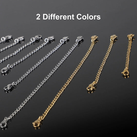 12Pcs Stainless Steel Bracelet Necklace Extender Set, Lobster Clasps Closures Bracelet Extenders